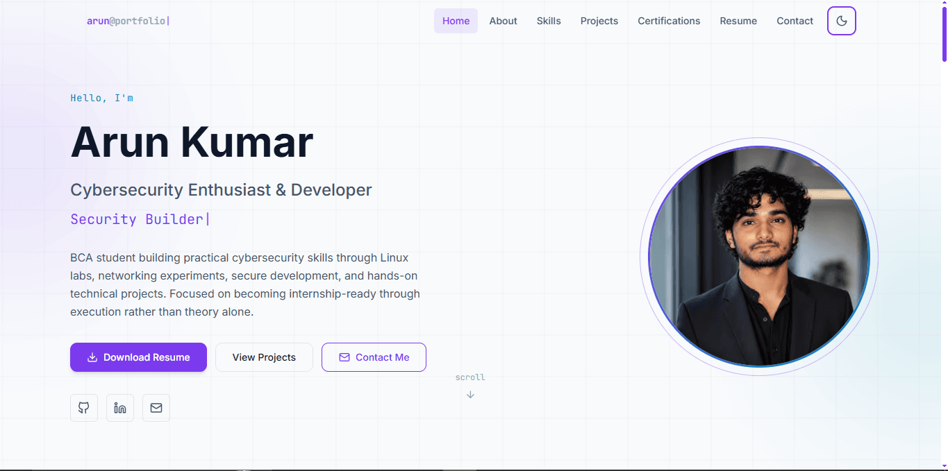 Screenshot of Personal Portfolio Website